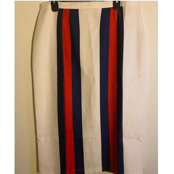 StyleWe Stylish Classic Striped Midi Skirt Red, Blue, White Business Chic XL - Picture 2 of 13